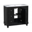 Meuble-lavabo contemporain noir - 36 po x 18 po x 34 po, 4 tiroirs et 1 porte d'armoire, rangement polyvalent, lavabo intégré en résine, tablettes réglables, cadre en bois massif avec panneau de fibres à densité moyenne