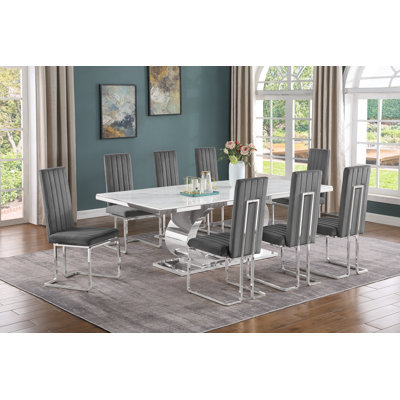 Bauke Marble Top Pedestal Dining Set