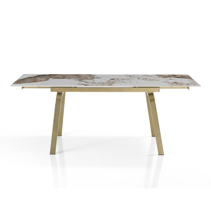 Dantay Extendable Metal Base Dining Table, Gold