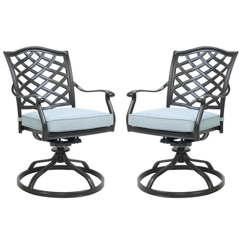 Chaise de patio avec coussin Annecorinne, Bleu, Bronze