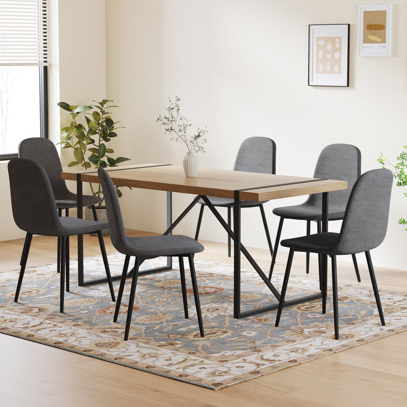 19.1'' H Linen Upholstered Metal Side Chair