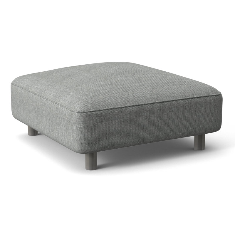 Avanni Outdoor Ottoman with Cushion, Light Grey/Dark Grey Linen 6032-110, Silver