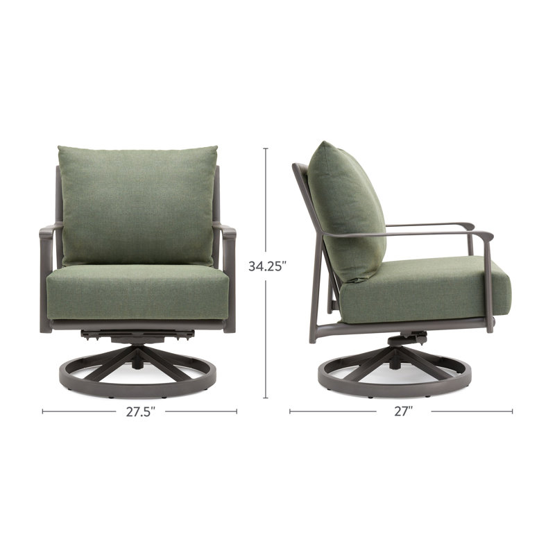Chaise de patio pivotante avec coussins Aspen, Vert, Brun