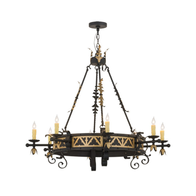 Filomena 8 - Light Chandelier, Black Silk Pleat, Corinth