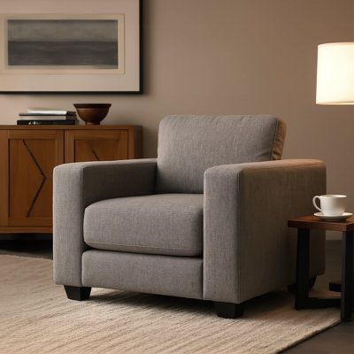 Evelyn Accent Chair With Wide Arms Chenille Fabric Modern Chair