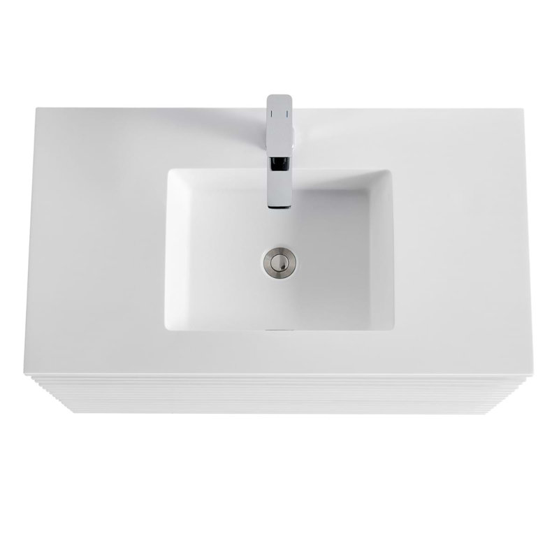 Gibson 48" Wall Mounted Single Bathroom Vanity with Top, 36", White