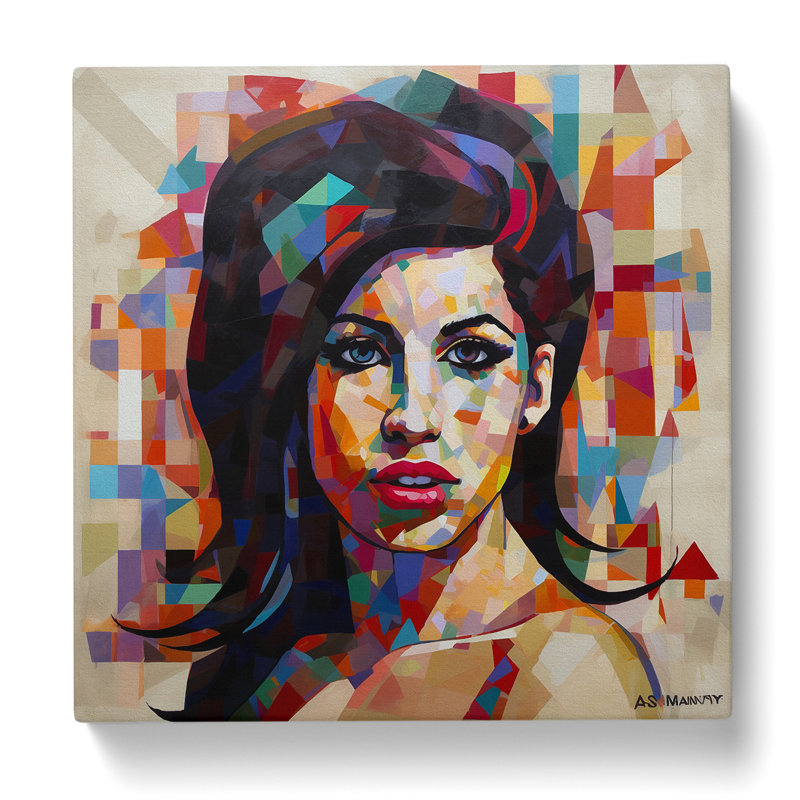 Amy Winehouse Constructivism - Wrapped Canvas - Framed Print, 50cm H x 50cm W x 3cm D