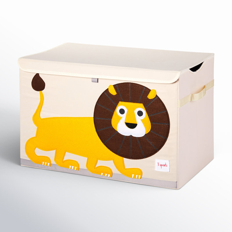 3 Sprouts Collapsible Toy Chest Storage Bin for Kid's Playroom, Lion