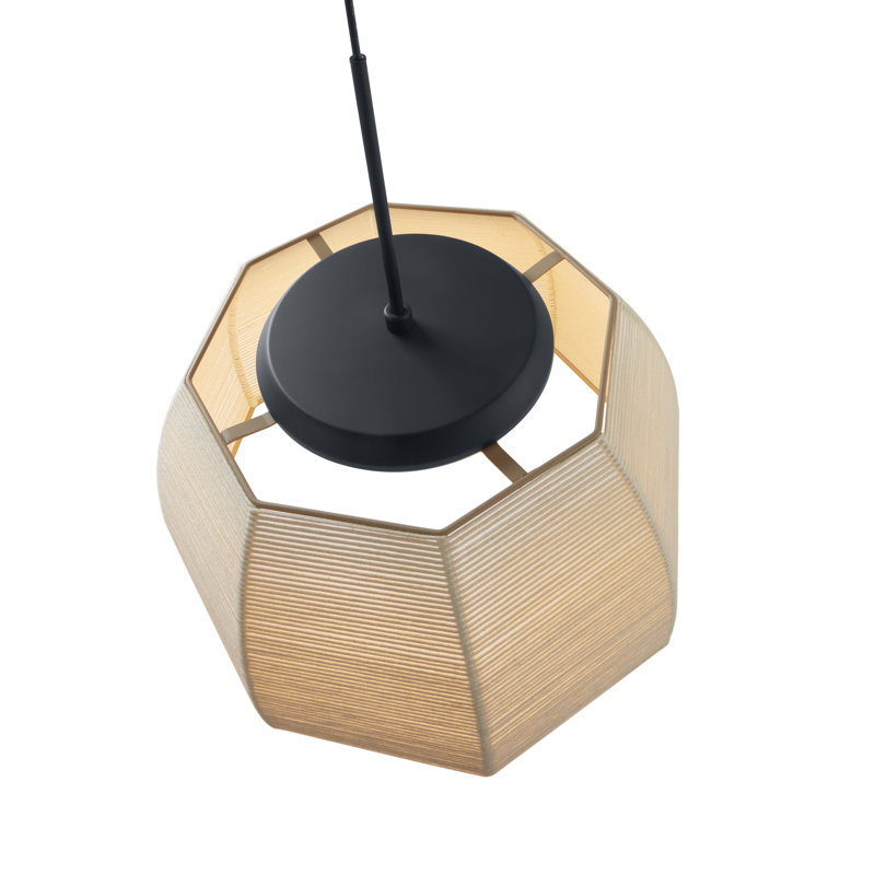 Luminaire suspendu à intensité variable à DEL S / 43 Tanit - 0-10 V à intensité variable - Cadre noir mat - Abat-jour fil beige
