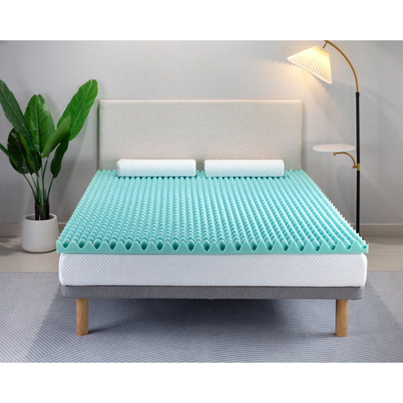 2" Reversible Gel Memory Foam Mattress Topper with bonus breathable cover, Queen