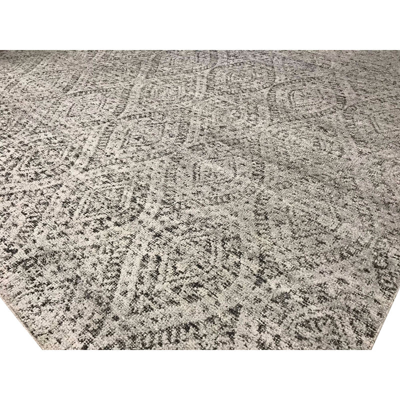 Tapis noir / beige en laine noué à la main La