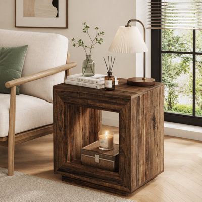 Wood End Table, Square Side Table Nightstands
