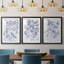 Bleu marine et lin botanique I - reproduction sur mesure encadrée de qualité supérieure - 3 pièces-42497670-42497671