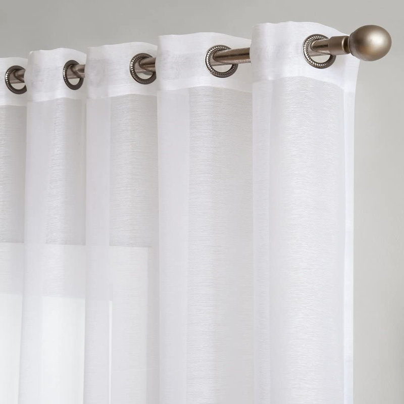 Keasler Sheer Curtain Single Panel, 102" W x 96" L, White
