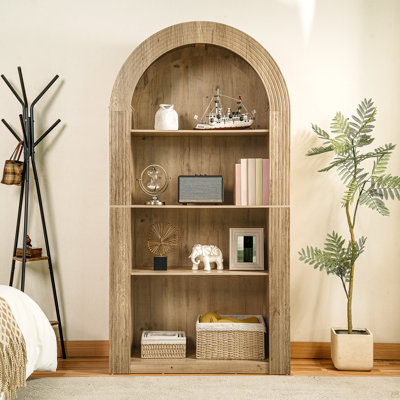 78.74" Tall Arched Bookcase,  Mid Century Modern 4-Tier Arched Storage Bookcase With Open Display Storage Shelf