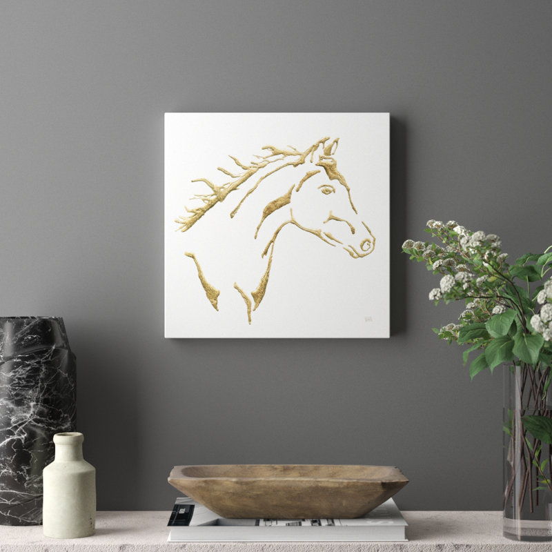 «Gilded Filly» sur acrylique blanche par Christ Paschke - reproduction d'art sur toile, H 18" x l 18" x P 1", Toile tendue