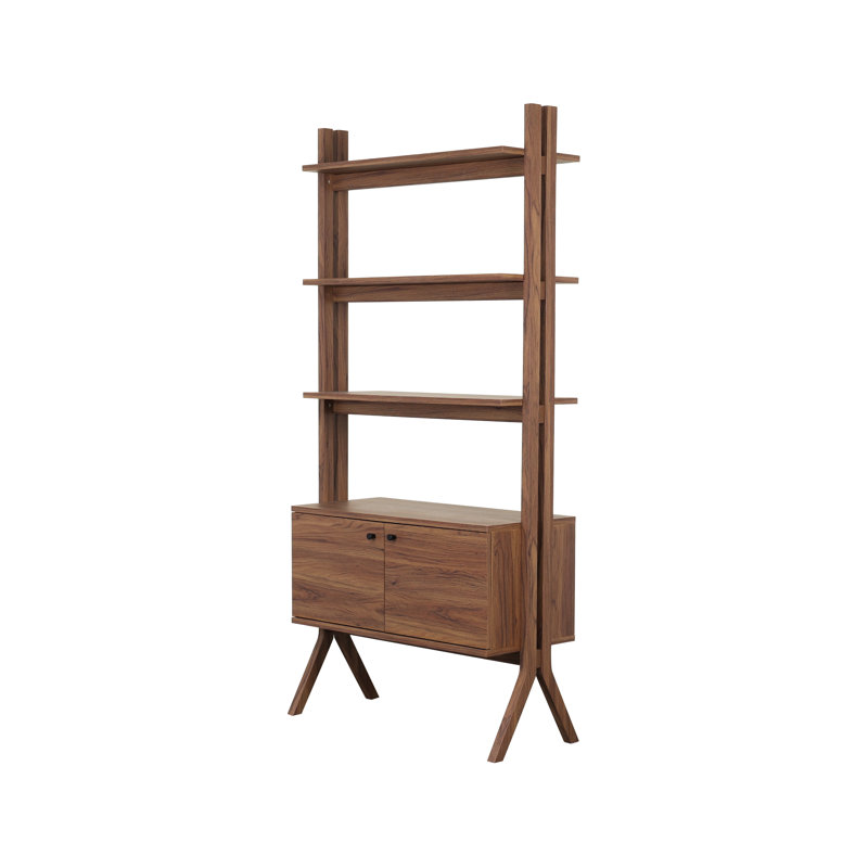 71"H x 33"W 3-Tier Crookston Bookshelf, 2 Doors