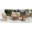 Ensemble de conversation d'extérieur 4 personnes avec coussins amovibles, ensemble de patio conversation avec plateau en bois d'inspiration bohémienne, beige