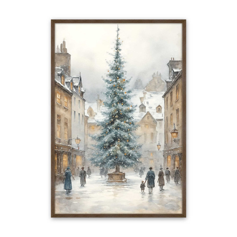 Reproduction d'art lueur de Noël, 24 po x 36 po, Noyer