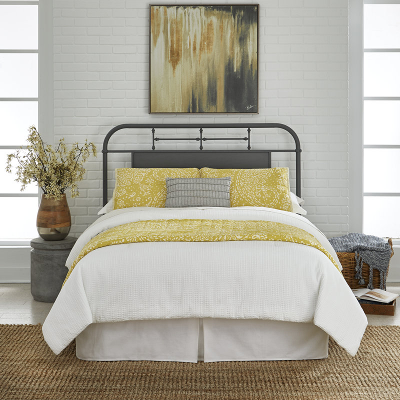 Edmund Open-Frame Metal Headboard, Gray, Queen