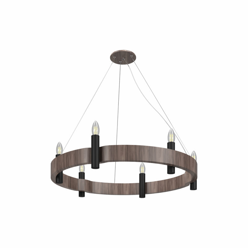 Flow 6 - Light Pendant, American Walnut, 118" H x 31.5" W x 31.5" D