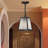 1-Light Outdoor Black Trapezoid Lantern Hanging Pendant with Frosted Glass