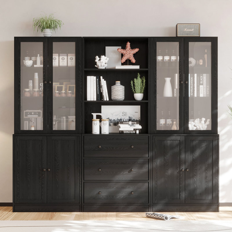 Reshod Book Cabinet Storage Bookcase, Black