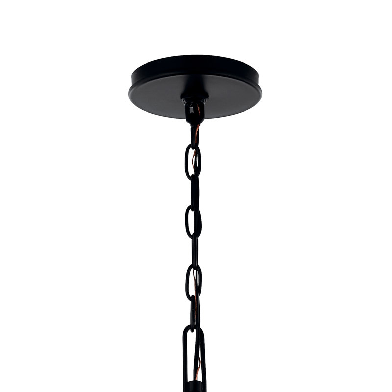 Lustre classique / traditionnel en acier à intensité variable , Noir satiné, 6, H 22,25 po x l 42 po x P 42 po