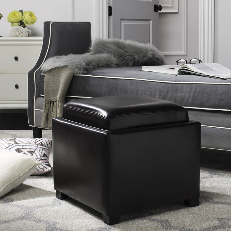 Alesea Upholstered Ottoman, Brown Faux Leather