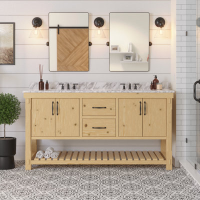 Gola 72'' Double Bathroom Vanity with Carrara Marble Top