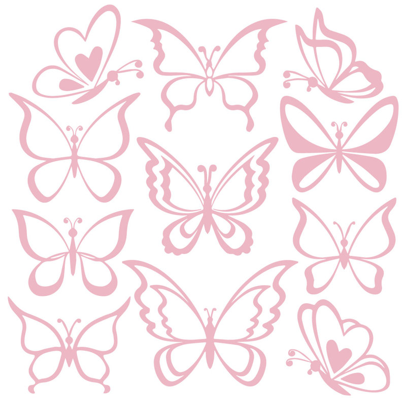 Adhésif décoratif papillon, H 55 po x l 58 po x P 0,01 po, Rose œillet