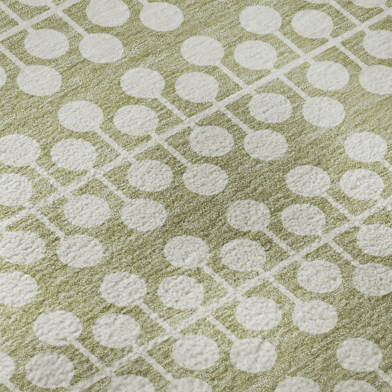 Premium Machine Washable Mayfield AMF2247 Geometric Rug, Aloe, 5' x 7'6"