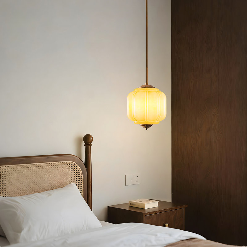 Luminaire suspendu de cuisine en verre à nervures 1 lumière