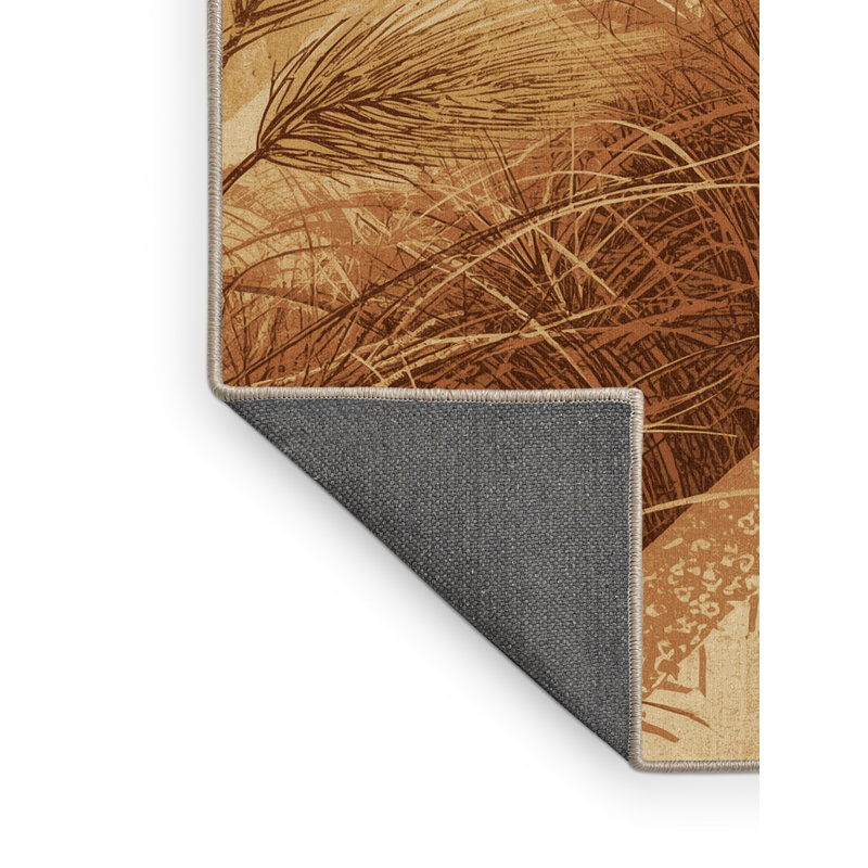 Tapis brun doux et moelleux au look rustique et rustique style campagne, Carré 4 pi