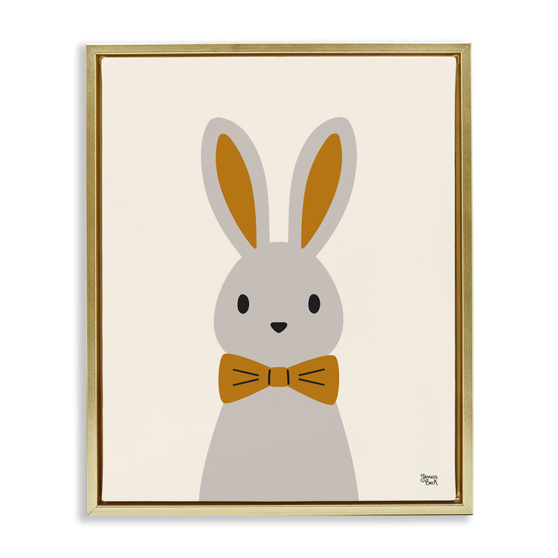 «Simple Rabbit with Bowtie» par Jessica Beck, H 31 po x l 25 po, Cadre flottant noir de jais