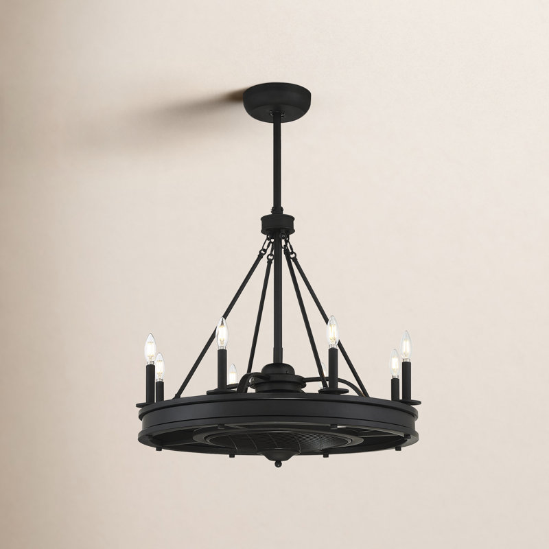 Fandelier 30 lumières en noir mat avec télécommande 30 po Taylorsville, Noir mat