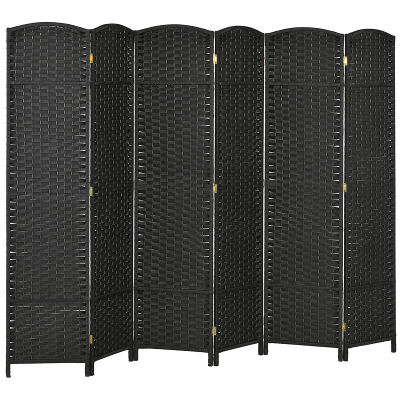 170cm H Solid Wood Folding Room Divider, 6, Black