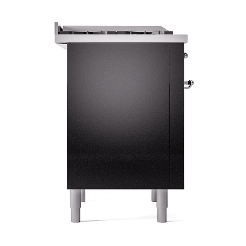 ILVE Nostalgie II Noblesse 36 in Dual Fuel Range, Glossy Black/Chrome, Natural Gas