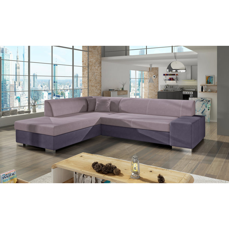Cienna 4 Seater Sofa Bed, Left Hand Facing, Pink/Purple