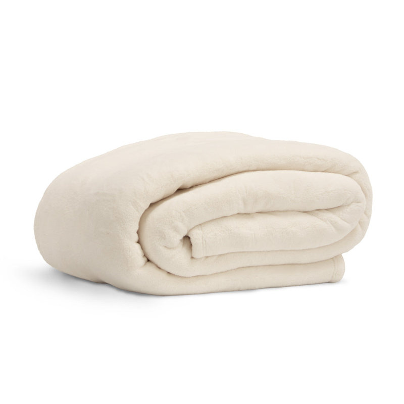 Ultra-Plush Ivory Machine Washable Throw Blanket