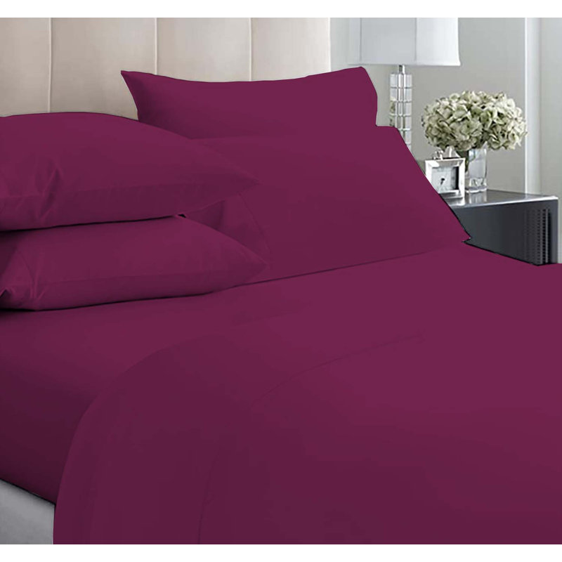 6-Piece Premium Deep Pockets Microfiber Sheet Set, Full, Eggplant