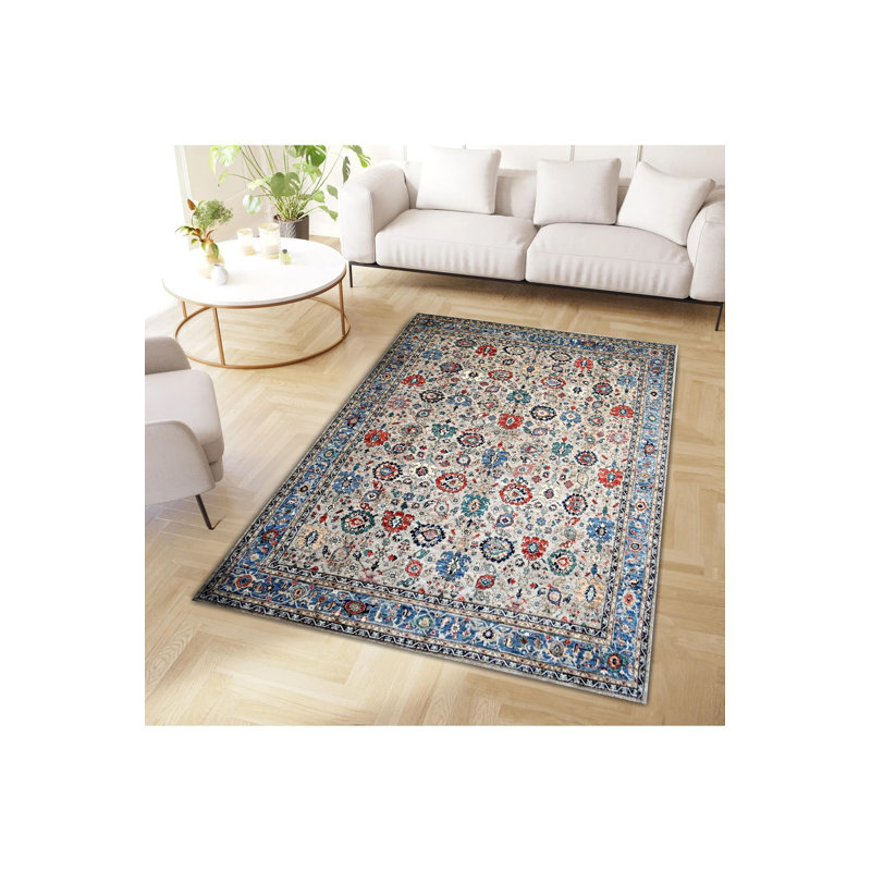 Tapis multicolore à motifs lavables, Sous-tapis rectangulaire de 3 pi 3 po x 4 pi 11 po