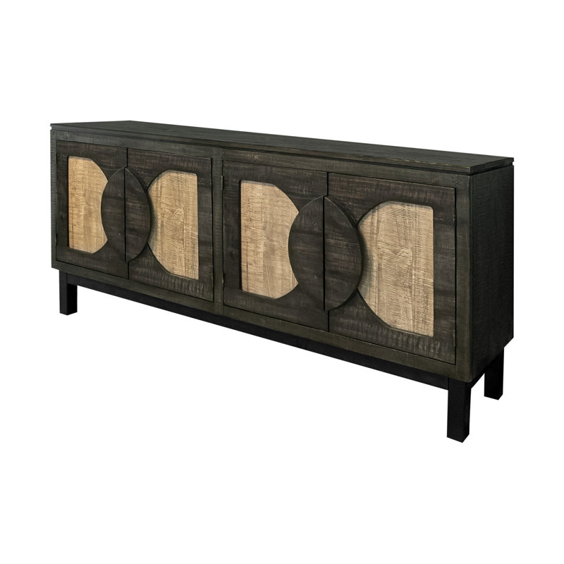 Console 4 portes Cosalá, Noir patiné / beige clair
