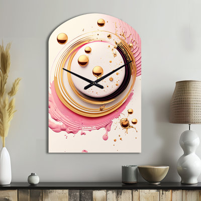 Gwendolynn - Grande sculpture d'horloge murale rose en forme d'arche