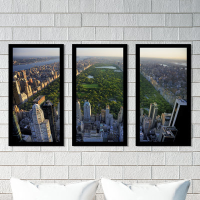 « central park, new york », ensemble de 3 reproductions de photos encadrées