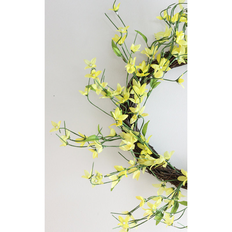 Couronne de fleurs artificielle Forsythia Twig - jaune 12 po