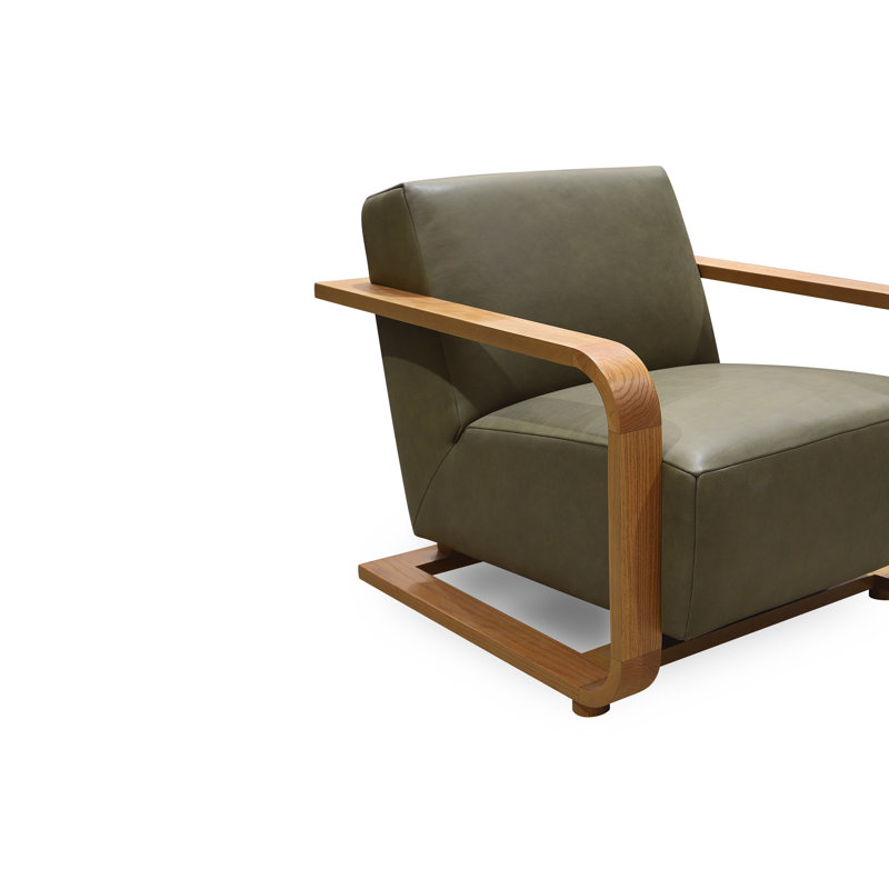 Eckersley Lounge Chair Olive Leather, Green