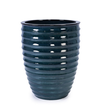 Army Glossy Ceramic Flowerpot, All - Weather , Built In Drainage, Promotes Plants, 16.46" L W 20.85" H, 54.99 Lbs Modern Planter With Frost , Heat
