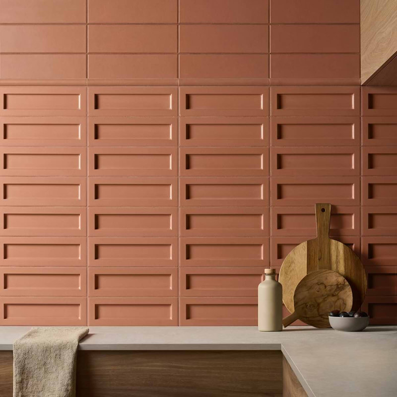 Arlo 3X11 3D Matte Ceramic Wall Tile, Terracotta