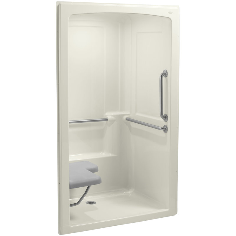 Freewill 39" x 52" x 84" Seated Shower Module with Grab Bars, Biscuit
